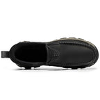 Mens Slip On Casual Outdoor Leather Walking Hiking Shoes V3688
