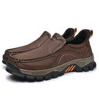 Mens Slip On Casual Outdoor Leather Walking Hiking Shoes V3672/V3673