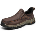 Mens Slip On Casual Outdoor Leather Walking Hiking Shoes V3688