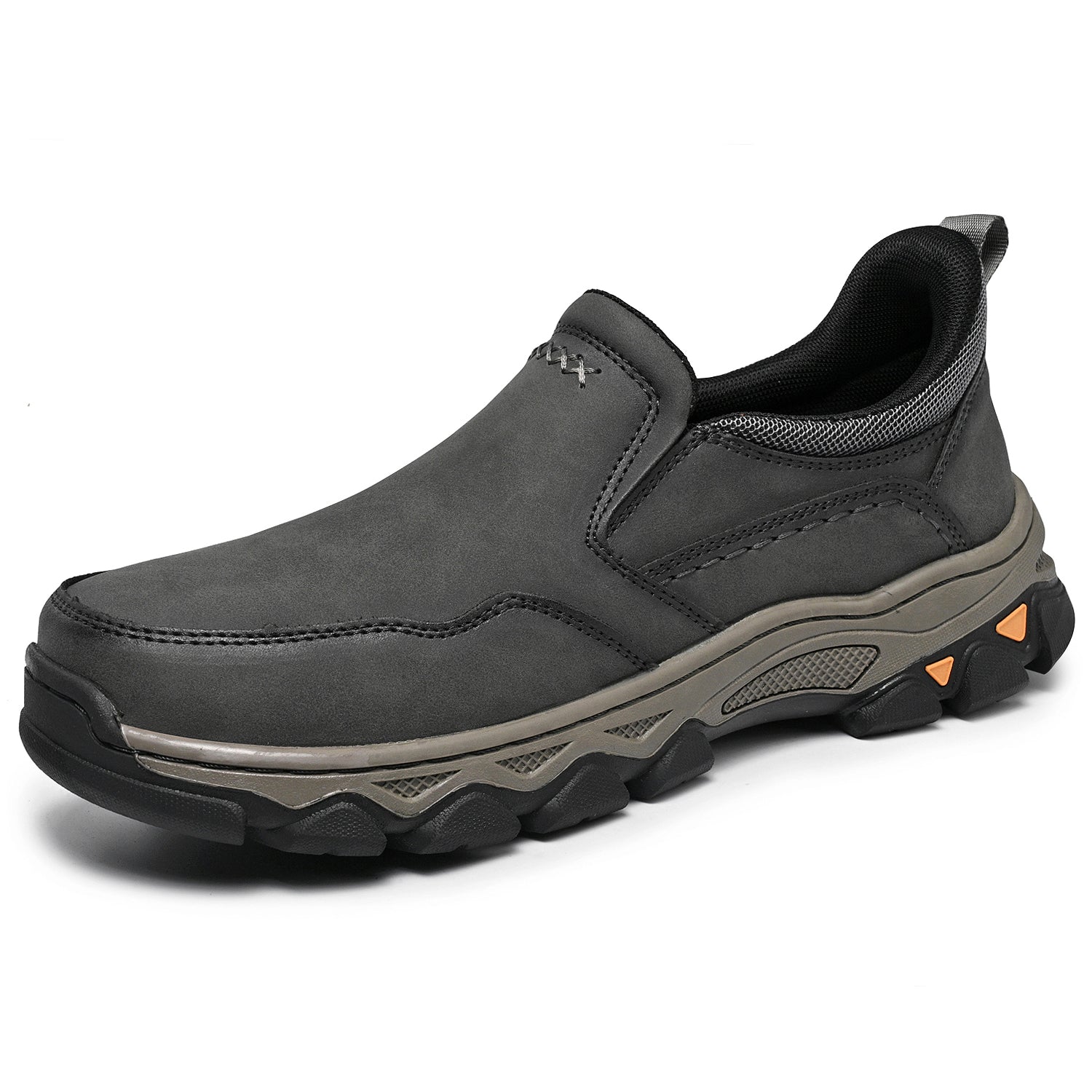 Mens Slip On Casual Outdoor Leather Walking Hiking Shoes V3382/V3699