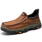 Mens Slip On Casual Outdoor Leather Walking Hiking Shoes V3672/V3673