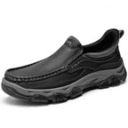 Mens Slip On Casual Outdoor Leather Walking Hiking Shoes V3672/V3673