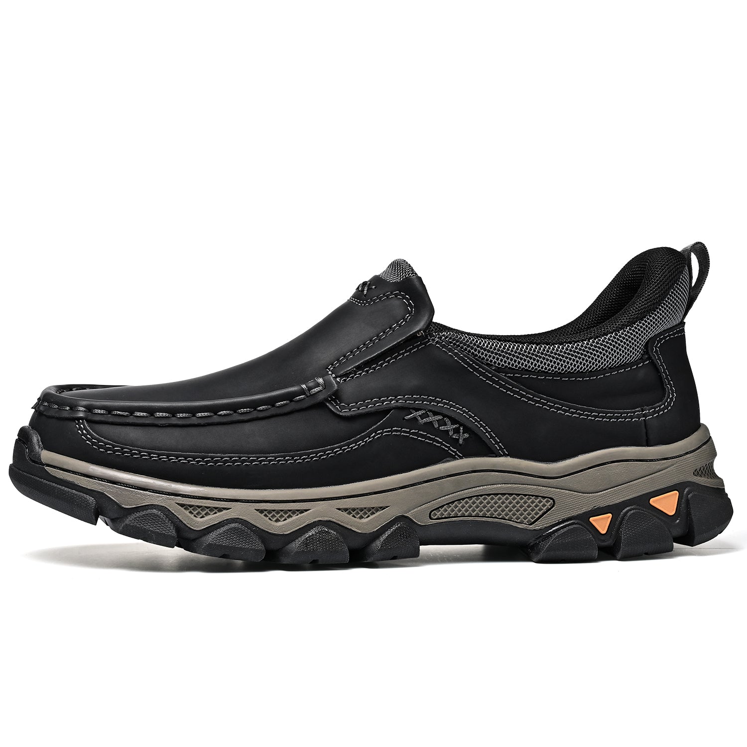 Mens Slip On Casual Outdoor Leather Walking Hiking Shoes V3689