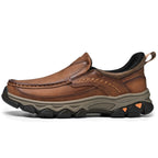 Mens Slip On Casual Outdoor Leather Walking Hiking Shoes V3688
