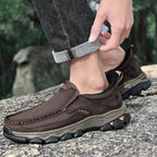 Mens Slip On Casual Outdoor Leather Walking Hiking Shoes V3689