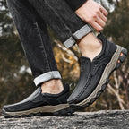 Mens Slip On Casual Outdoor Leather Walking Hiking Shoes V3688
