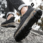 Mens Slip On Casual Outdoor Leather Walking Hiking Shoes V3688
