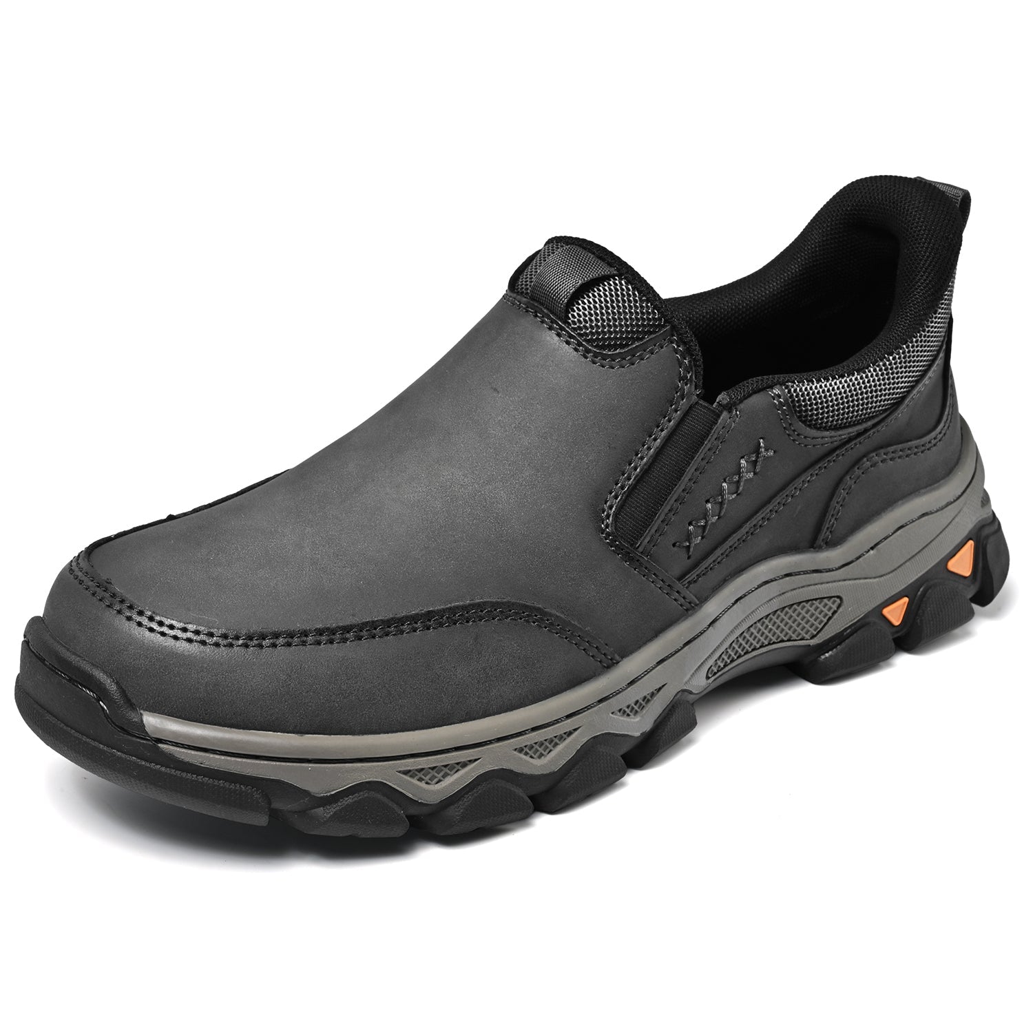 Mens Slip On Casual Outdoor Leather Walking Hiking Shoes V3686