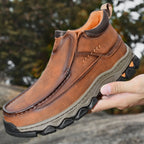 Mens Slip On Casual Outdoor Leather Walking Hiking Shoes 3770