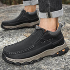 Mens Slip On Casual Outdoor Leather Walking Hiking Shoes 3770