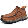 Mens Slip On Casual Outdoor Leather Walking Hiking Shoes 3770