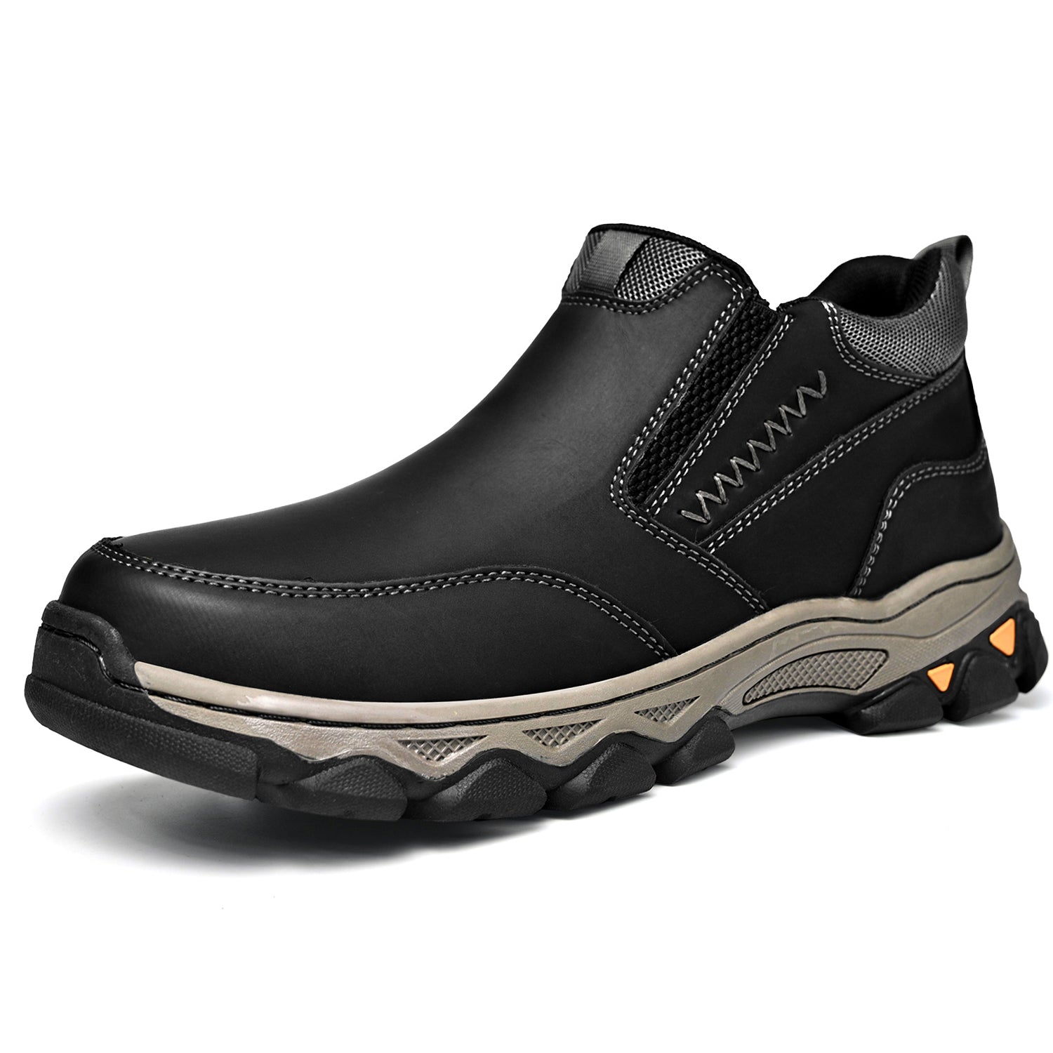 Mens Slip On Casual Outdoor Leather Walking Hiking Shoes V3382/V3699