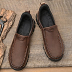 Mens Slip On Casual Outdoor Leather Walking Hiking Shoes V3672/V3673