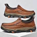 Mens Slip On Casual Outdoor Leather Walking Hiking Shoes V3672/V3673