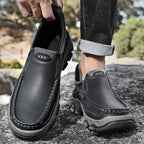 Mens Slip On Casual Outdoor Leather Walking Hiking Shoes V3672/V3673