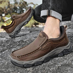 Mens Slip On Casual Outdoor Leather Walking Hiking Shoes V3672/V3673
