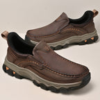 Mens Slip On Casual Outdoor Leather Walking Hiking Shoes V3688