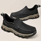 Mens Slip On Casual Outdoor Leather Walking Hiking Shoes V3688