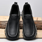 Mens Slip On Casual Outdoor Leather Walking Hiking Shoes V3689