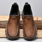Mens Slip On Casual Outdoor Leather Walking Hiking Shoes V3689