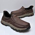Mens Slip On Casual Outdoor Leather Walking Hiking Shoes V3689
