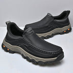 Mens Slip On Casual Outdoor Leather Walking Hiking Shoes V3689
