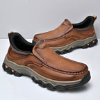 Mens Slip On Casual Outdoor Leather Walking Hiking Shoes V3689